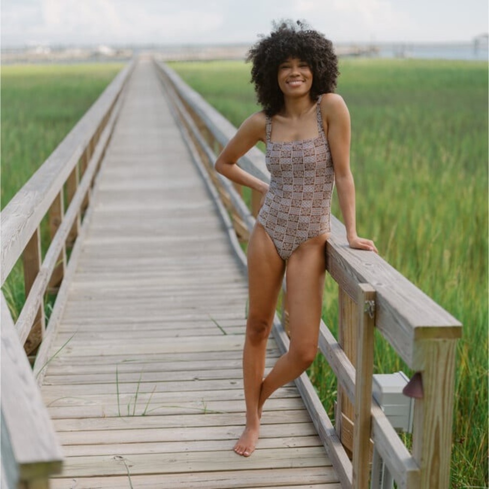 Minnow Checker Tree print One-Piece Swimsuit